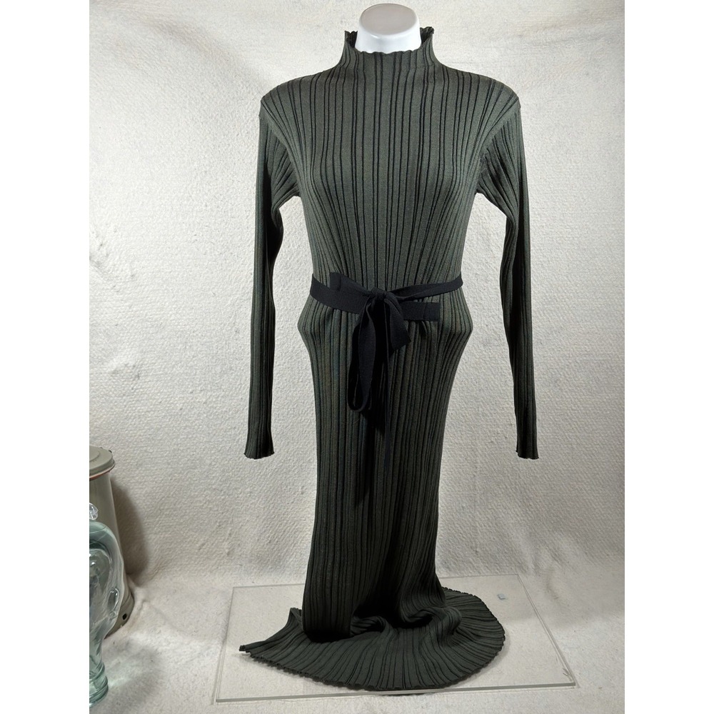 Crea Concept Womens Size 40 Ribbed Knit Maxi Dress Belted Avant Garde Modern